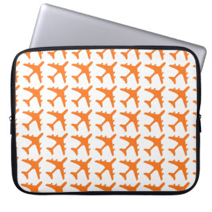 Orangefarbenes weißes Flugzeug - Laptop Laptopschutzhülle