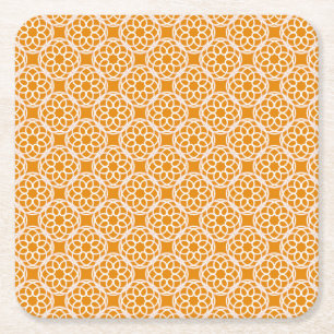 Orangefarbenes weißes geometrisches Nahtloses Must Rechteckiger Pappuntersetzer