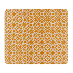 Orangefarbenes weißes geometrisches Nahtloses Must Schneidebrett