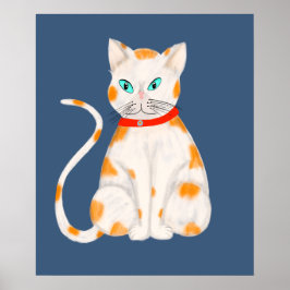 Orangefarbenes weißes Katzenposter Poster