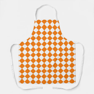 Orangefarbenes weißes Schachbrett Diamantmuster Schürze