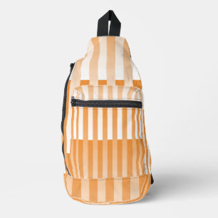 Orangefarbenes weißes Streifenmuster Crossbody Bag