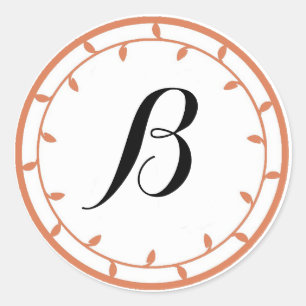 Orangefärbte Monogramm-Aufkleber Runder Aufkleber