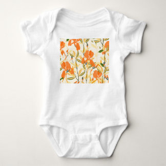 Orangefärbte Reisen: nahtlose Blumenmuster Baby Strampler