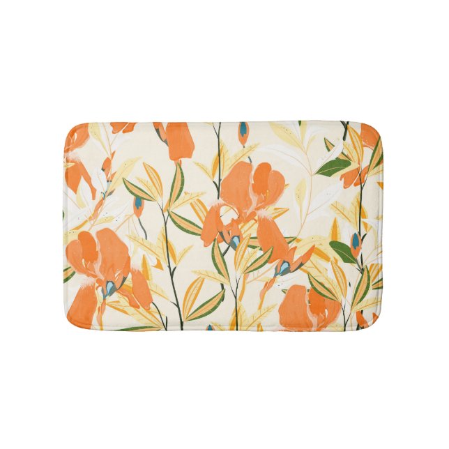 Orangefärbte Reisen: nahtlose Blumenmuster Badematte (Vorderseite)