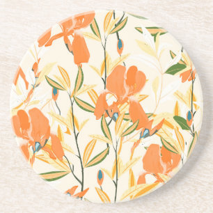 Orangefärbte Reisen: nahtlose Blumenmuster Getränkeuntersetzer