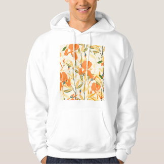 Orangefärbte Reisen: nahtlose Blumenmuster Hoodie