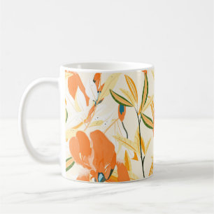 Orangefärbte Reisen: nahtlose Blumenmuster Kaffeetasse