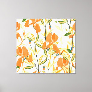 Orangefärbte Reisen: nahtlose Blumenmuster Leinwanddruck