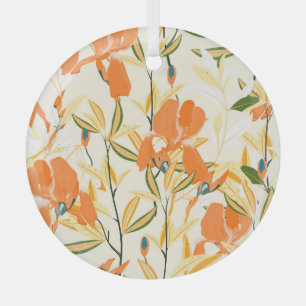 Orangefärbte Reisen: nahtlose Blumenmuster Ornament Aus Glas