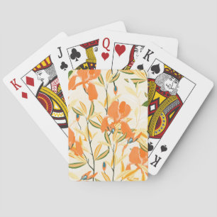 Orangefärbte Reisen: nahtlose Blumenmuster Spielkarten