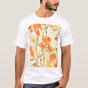 Orangefärbte Reisen: nahtlose Blumenmuster T-Shirt