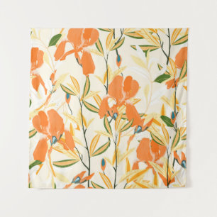 Orangefärbte Reisen: nahtlose Blumenmuster Wandteppich