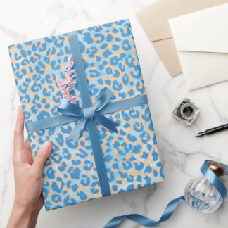 Orangefärbter und blau gestrichener Leopard Geschenkpapier