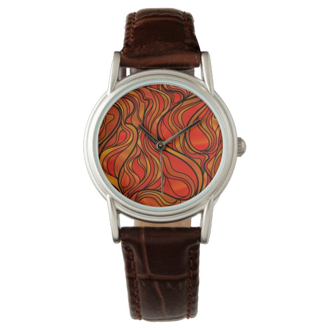 Orangefärbtes Glas Abstrakt Armbanduhr (Vorderseite)