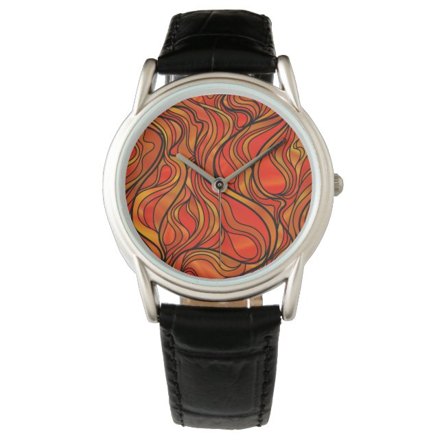 Orangefärbtes Glas Abstrakt Armbanduhr (Vorderseite)