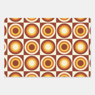Orangegelbe Kreise der Mitte des Jahrhunderts auf  Geschenkpapier Set