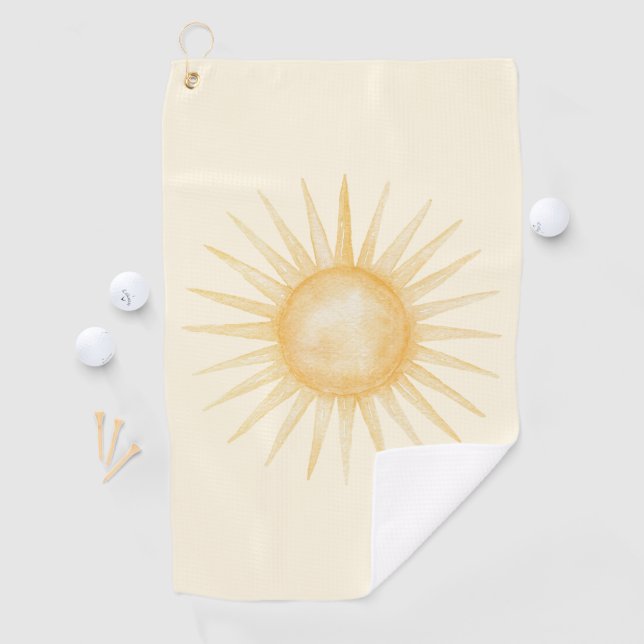 Orangegelbe Sonne Golfhandtuch (Insitu)