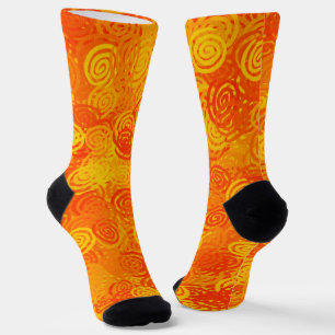 Orangegelbe Wirbelmuster Socken