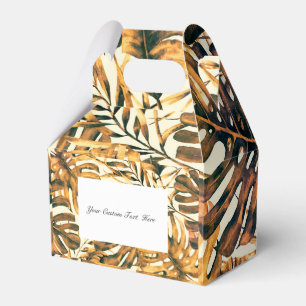 Orangegold Tropische Palmenblätter Insel-Hochzeit Geschenkschachtel