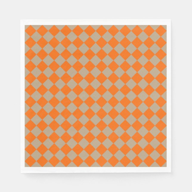 Orangegrau kariert Diamantmuster Serviette (Vorderseite)