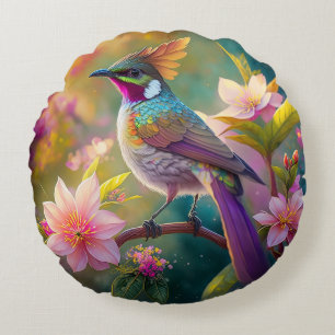 Orangekammener Regenbogenhäher Fantasy-Vogel Rundes Kissen