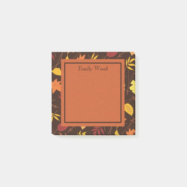 Orangelbbraun Personalisierte Herbstlaube Post Post-it Klebezettel (Vorderseite)