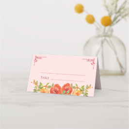 Orangelbe Blumen Chinesische Hochzeit Doppel xi Platzkarte
