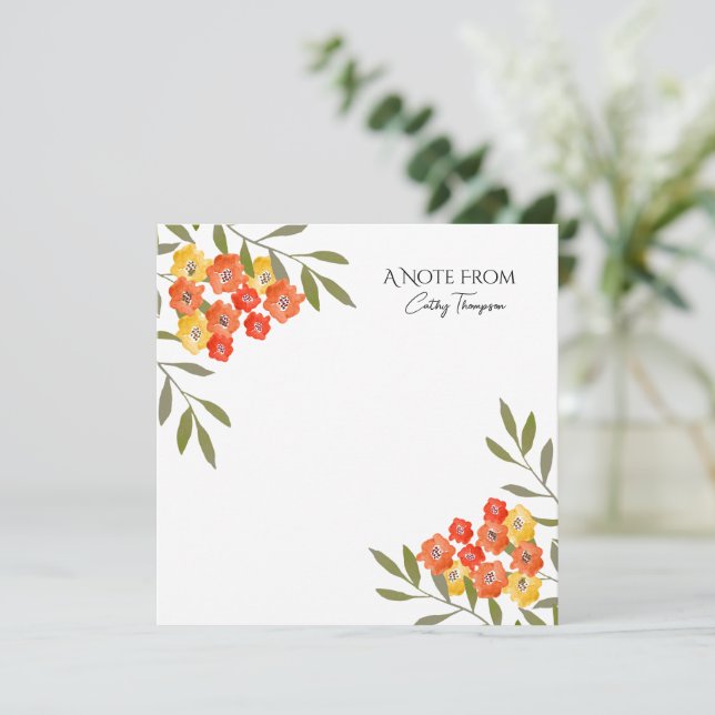 Orangelbe, rustikale Aquarellfarben - Blumenkarte Karte (Stehend Vorderseite)
