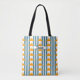 Orangelbe Sonnen auf Aquamarinen Streifen Tasche