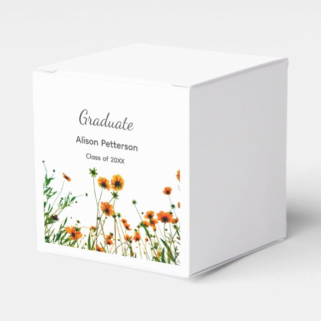 Orangelbe Wildblumen Moderne Graduate rustikal Geschenkschachtel (Vorderseite)