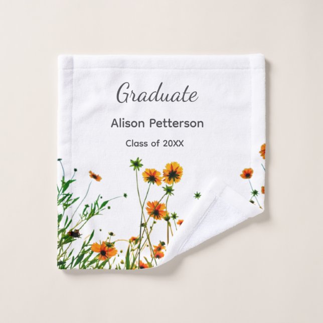 Orangelbe Wildblumen Moderne Graduate rustikal Waschlappen (Waschlappen)
