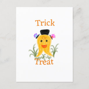 Orangelber halloween ghost trick oder treat hinzuf postkarte