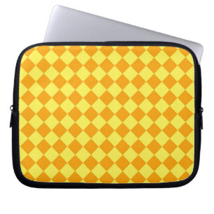 Orangelbes Schachbrett Diamantmuster Laptopschutzhülle