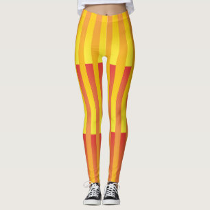 Orangelbes Streifenmuster Leggings