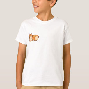 Orangemarierte Katze mit Brotlaib und Kindern T-Shirt