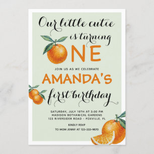 Orangen 1. Geburtstag ein wenig Süsse Einladung