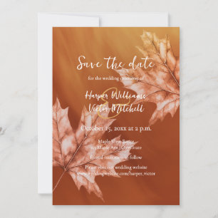 Orangen-Ahorn-Blätter Hochzeit im Herbst Save The Date