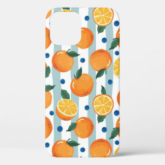 Orangen auf gestreiftem Hintergrund, Sommermuster. Case-Mate iPhone Hülle