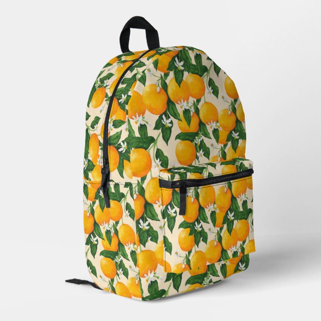 Orangen Bedruckter Rucksack (Rückseitige Ecke links)