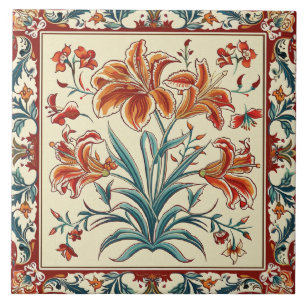 Orangen Blumen floral  Fliese