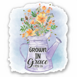 Orangen-Blumen-Gießkanne Christlich Gewachsen in G Aufkleber