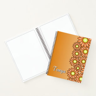 Orangen-Blumen-Notizbuch - Büro, Schule, Künstler Notizbuch