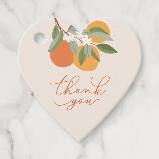 Orangen Botanische Citrus Illustration Baby Dusche Geschenkanhänger (Vorderseite)
