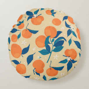 Orangen Branchen: Beige Hintergrundmuster Rundes Kissen
