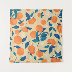 Orangen Branchen: Beige Hintergrundmuster Wandteppich