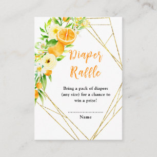 Orangen Citrus Baby Shower Windel-Raffle Begleitkarte