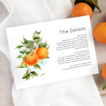 Orangen Citrus Garden Wedding Details Card