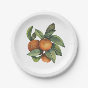 Orangen Citrus Greenery Pappteller