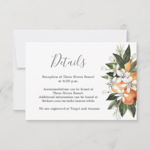 Orangen Details Hochzeitskarte RSVP Karte